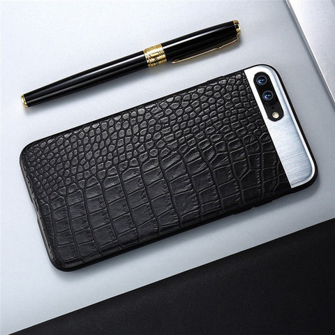 KISSCASE PU Leather Phone Case For iPhone 6S 6 7 8 Plus 10 X Crocodile Stripe Metal Stitching Cases For iPhone 7 8 X Plus Cover