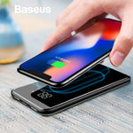 Baseus LCD 8000mAh QI Wireless Charger 2A Dual USB Power Bank For iPhone X 8 Samsung S9 Battery Charger 5W Wireless Charging Pad